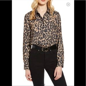 NWOT Halogen Leopard Blouse